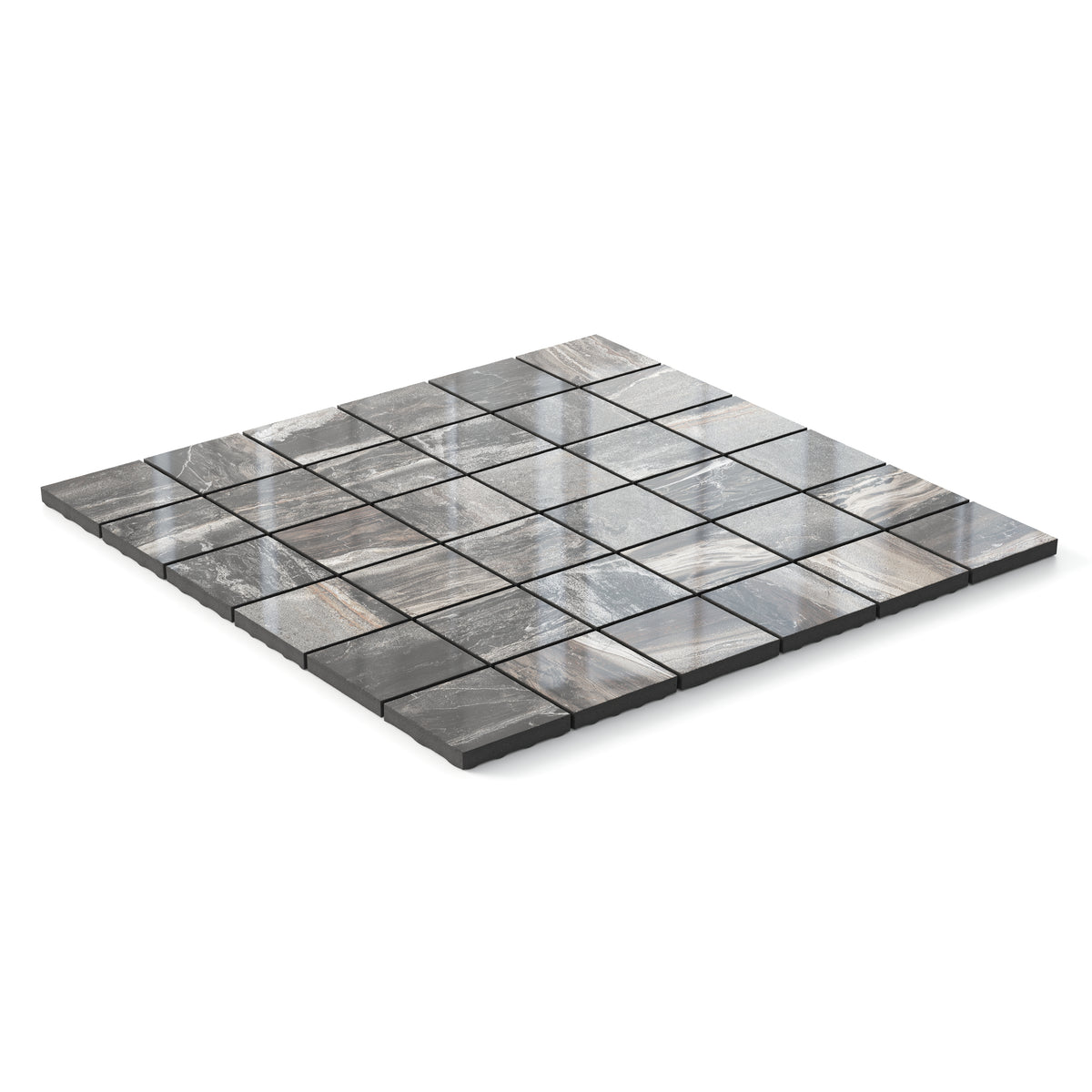 Harley 2 x 2 Polished Porcelain Mosaic Tile in Graphite