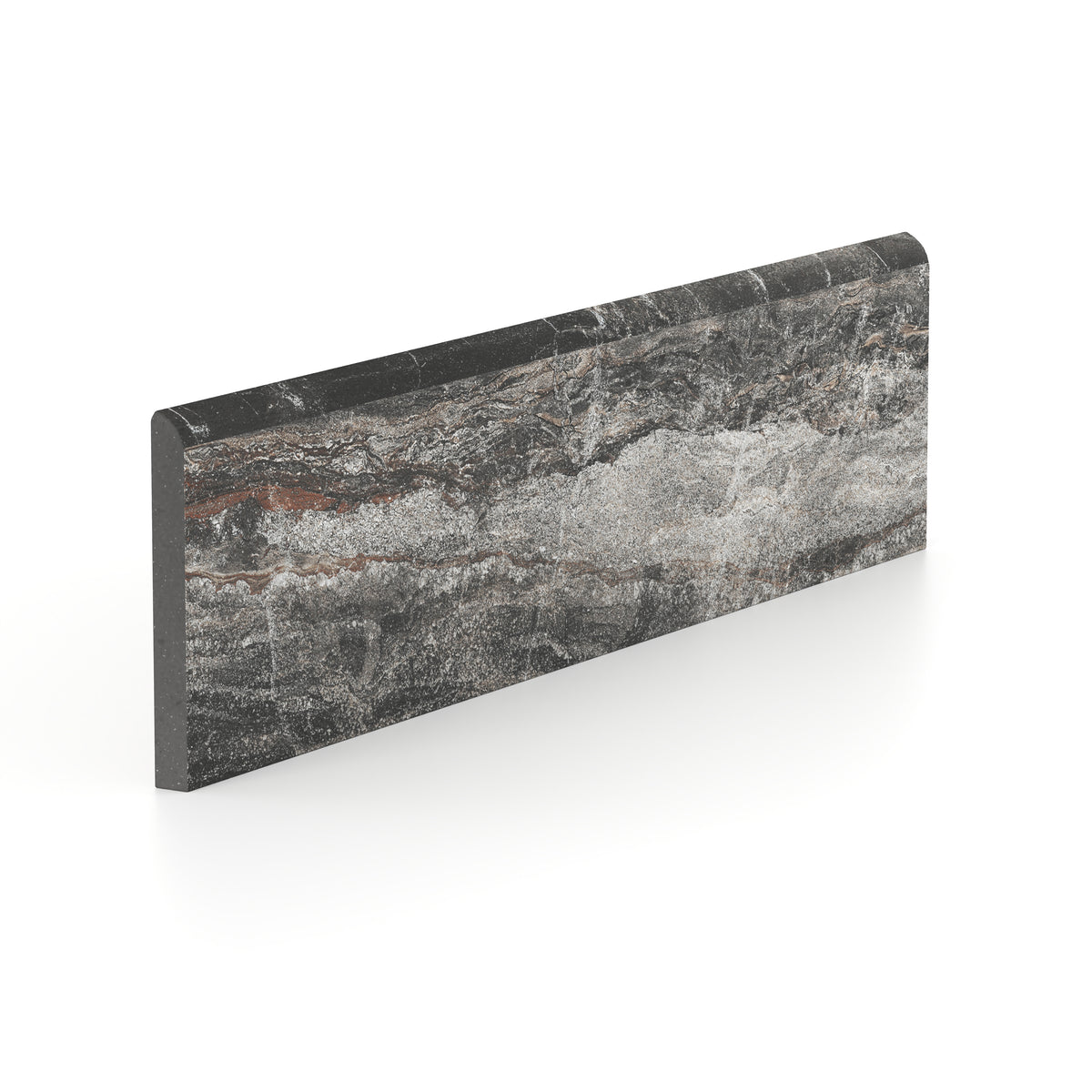 Harley 3 x 12 Polished Porcelain Bullnose Tile in Graphite
