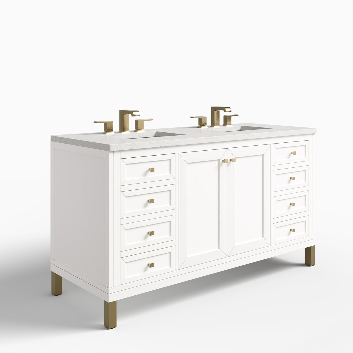 Janelle 60" Double Vanity in Glossy White with 3 cm Lime Delight Silestone Top