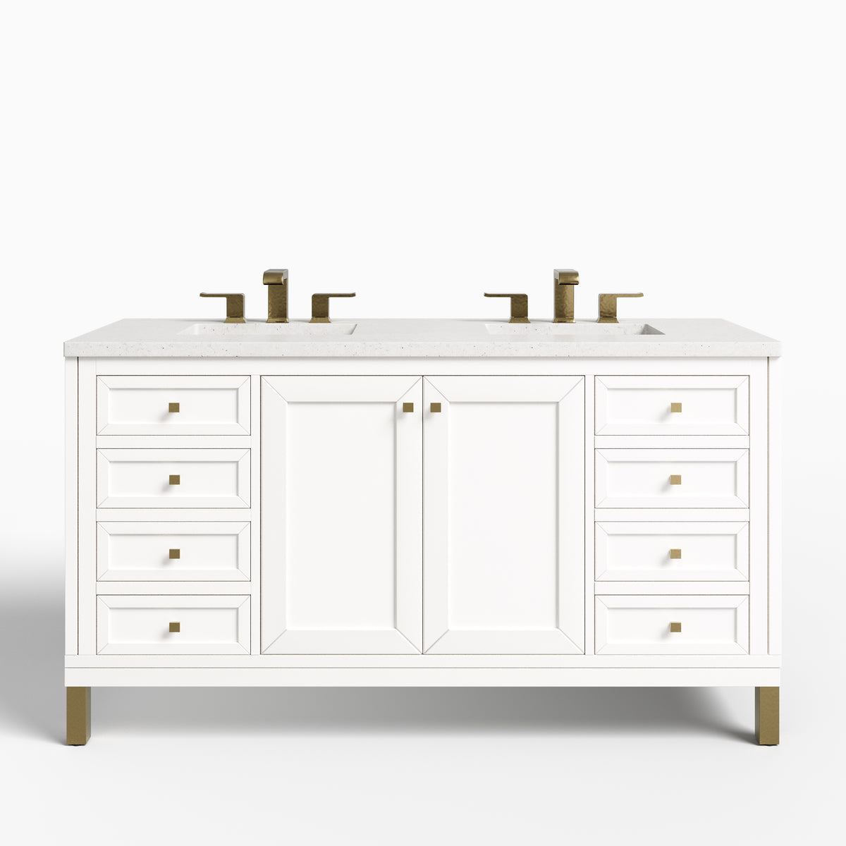 Janelle 60" Double Vanity in Glossy White with 3 cm Lime Delight Silestone Top