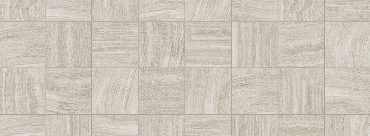 Multicolor 12x12 kitchen tiles featuring natural stone patterns with beige and white tones, ideal for creating an elegant and sophisticated kitchen floor