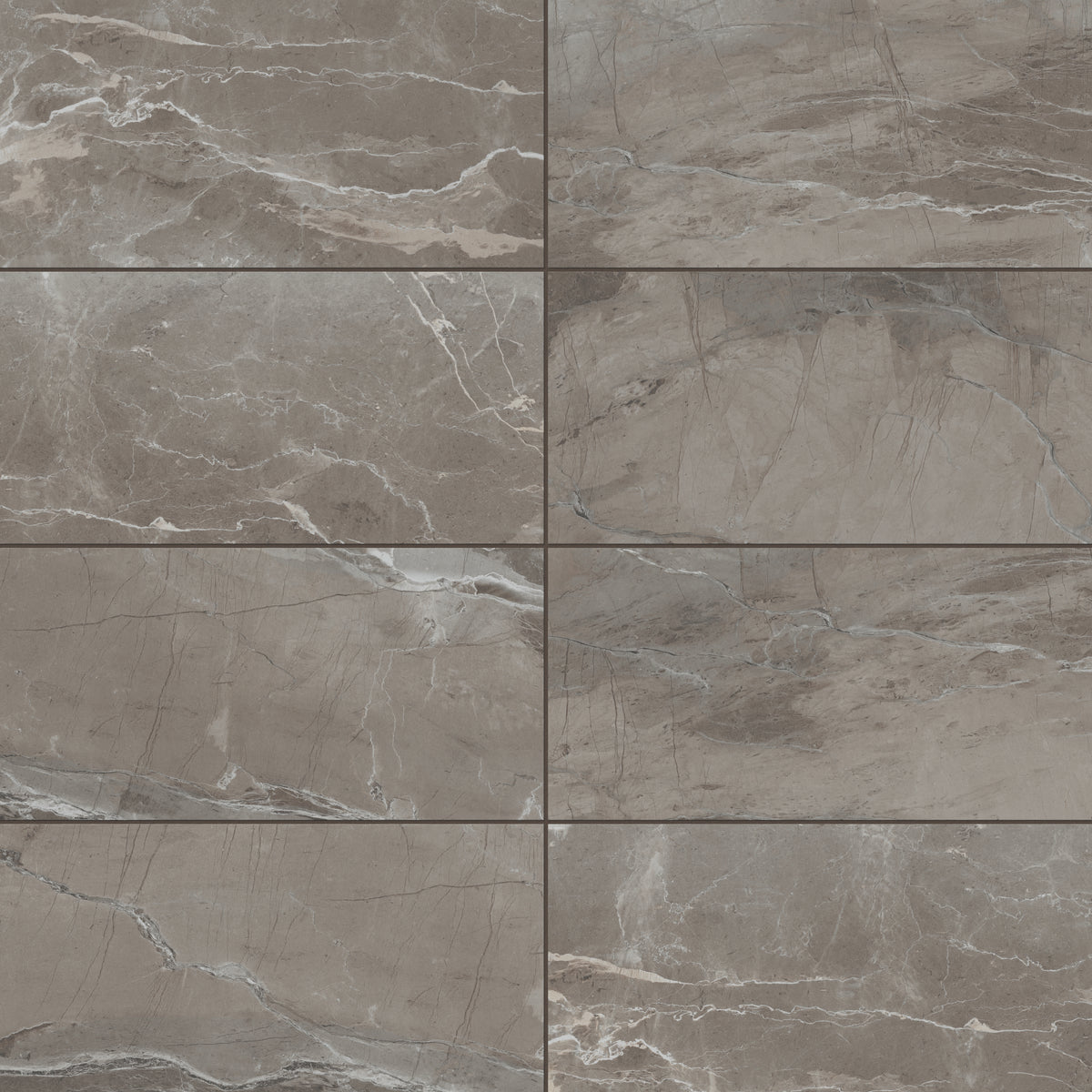 Brown matte tiles with soft white veining, blending natural stone aesthetics with modern style.