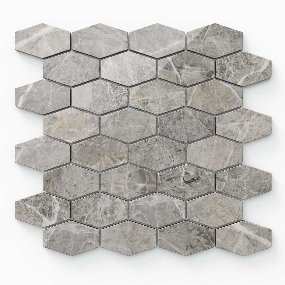 Chantel 12 x 11 Polished Porcelain Hexagon Mosaic Tile in Imperial