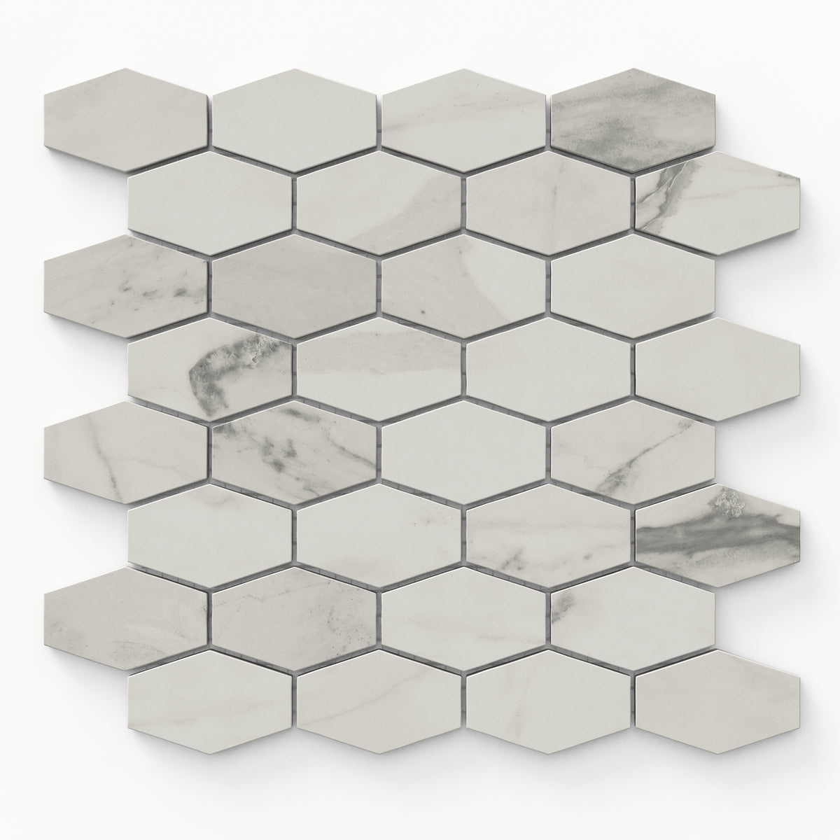 Chantel 12 x 11 Matte Porcelain Hexagon Mosaic Tile in Apuano