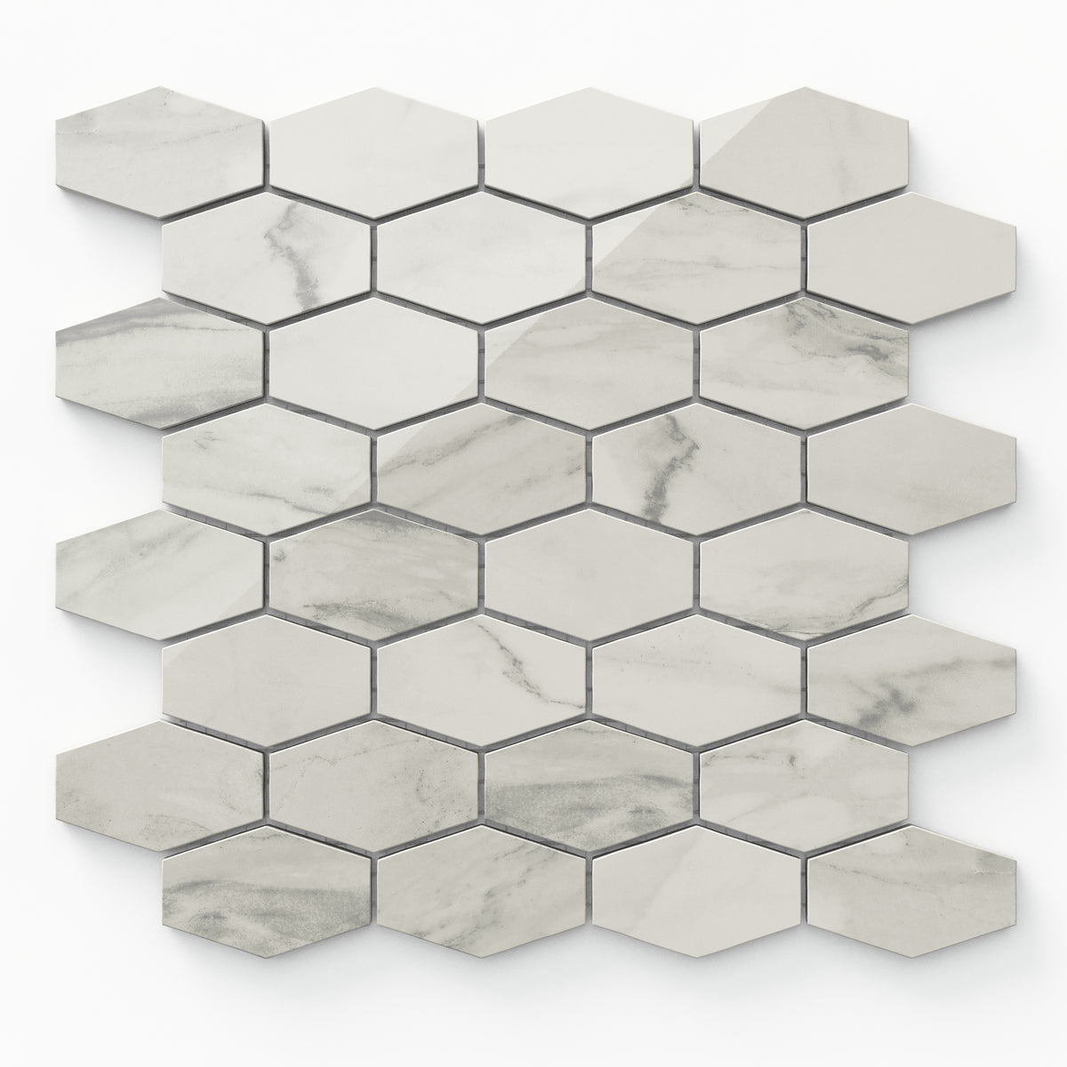 Chantel 12 x 11 Polished Porcelain Hexagon Mosaic Tile in Apuano