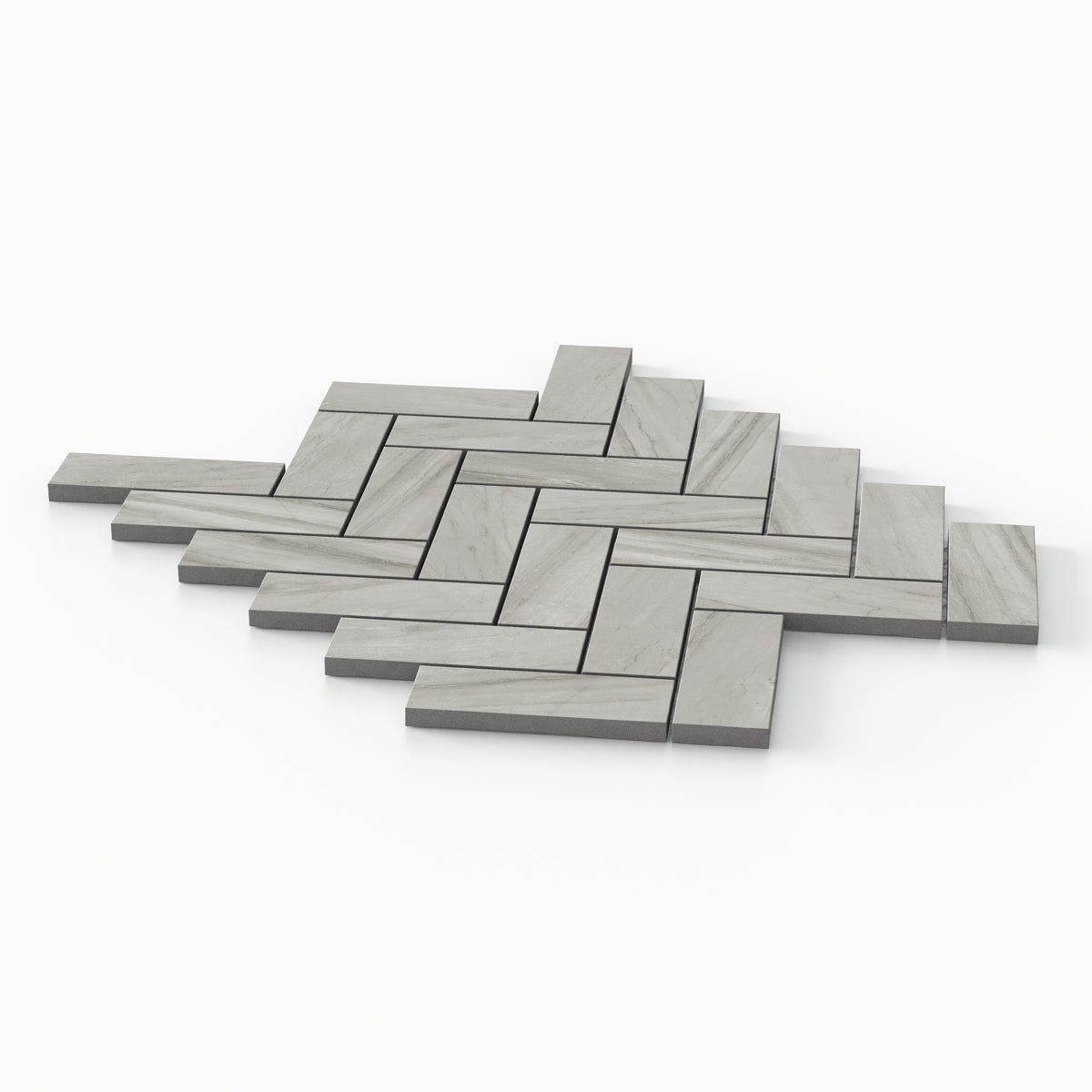 Chantel 12 x 15 Matte Porcelain Herringbone Mosaic Tile in Alaska Grey
