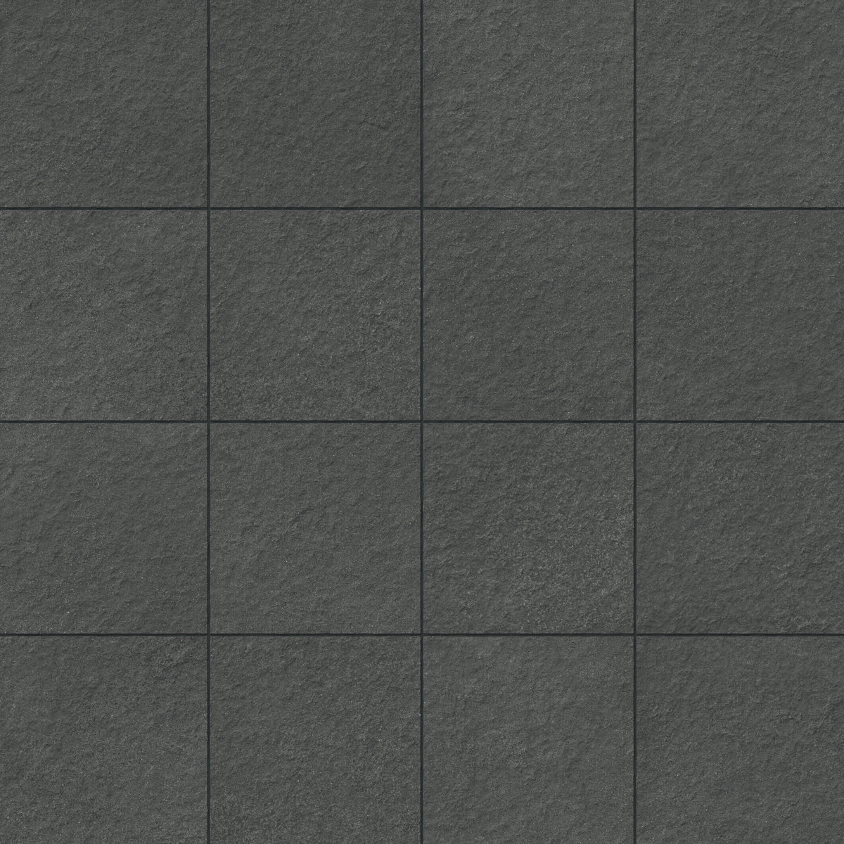 Palmer 12x12 raw porcelain tile in nero, featuring a deep black textured finish perfect for bold and dramatic interiors.