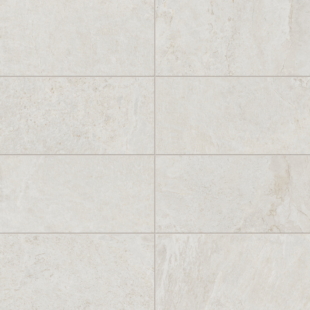 Dawson 12x24 Matte Porcelain Tile in Alabaster, featuring a soft white finish with subtle veining for a clean, elegant look.