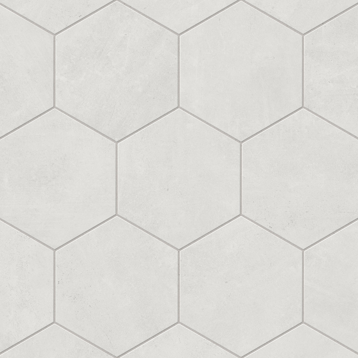 Light grey hexagon tile in a matte finish, delivering a crisp and modern touch ideal for contemporary spaces