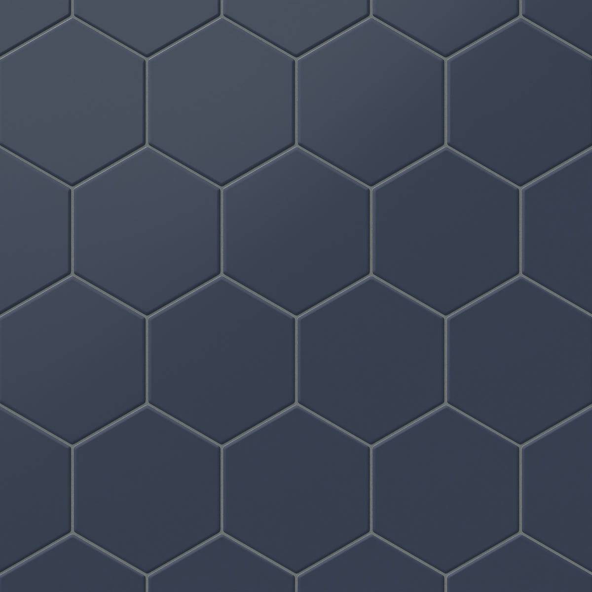 Matte blue hexagon tiles in a 5x6-inch design, offering a rich geometric pattern ideal for bold and stylish interiors.