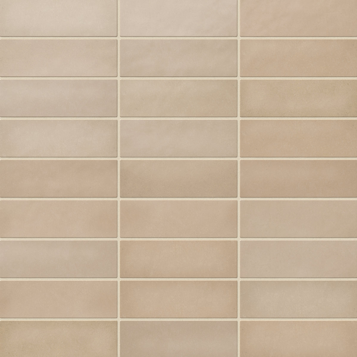 Ellie matte ceramic subway tiles showcasing natural beige tones, ideal for neutral and inviting interior designs
