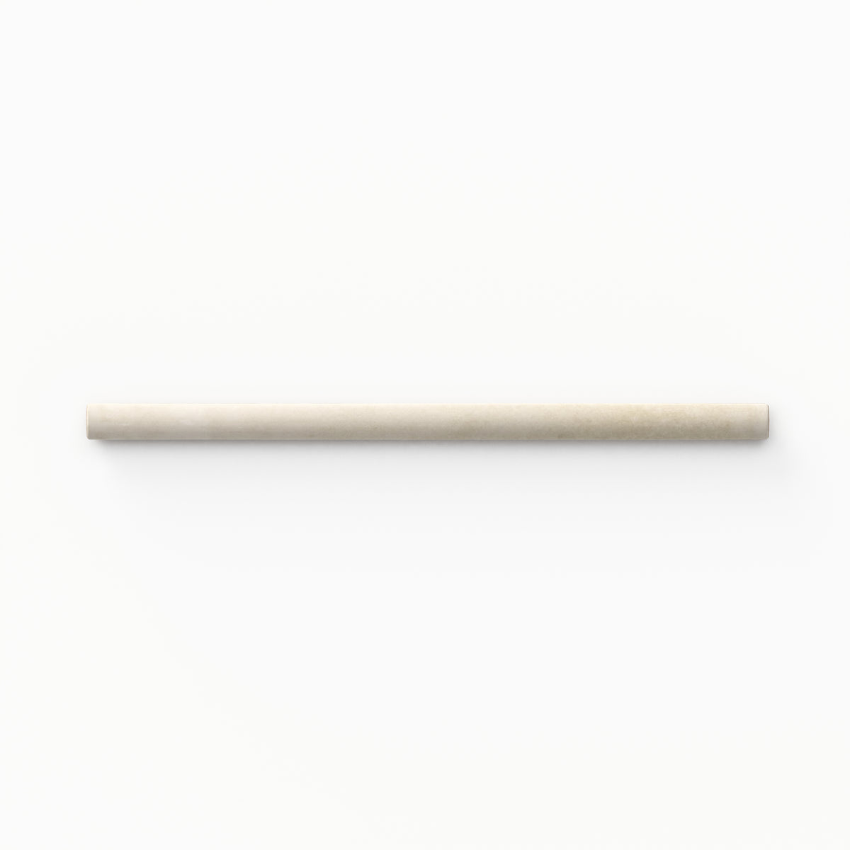 A 0.5x8 ceramic tile trim in off-white featuring a glossy finish, and softly curved profile for elegant edging.
