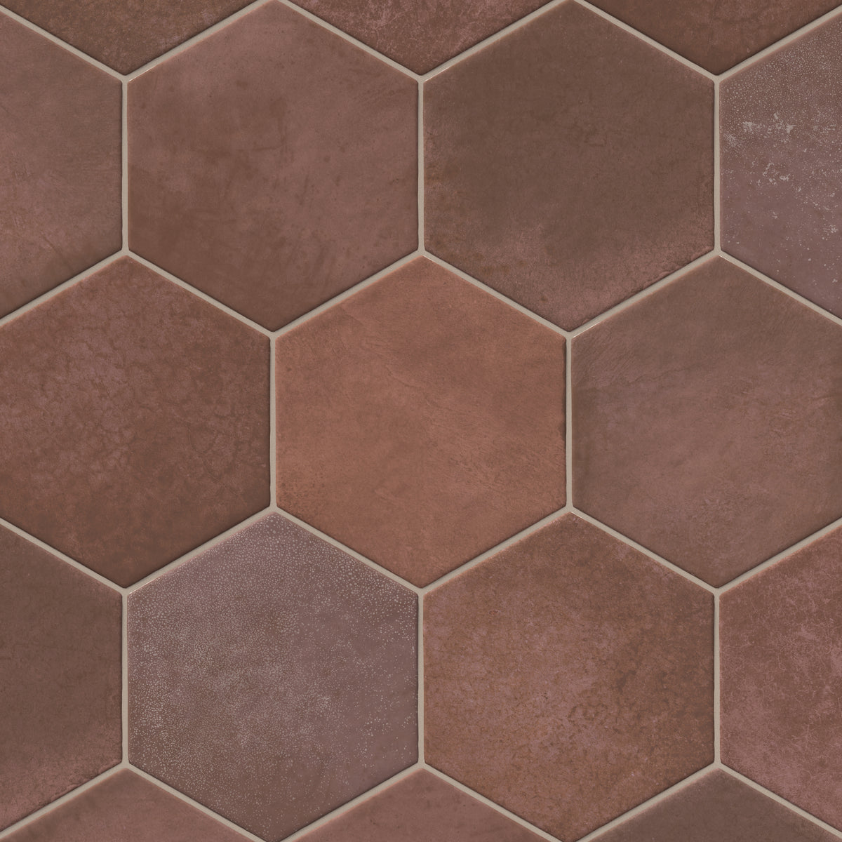 Juliet 7 x 8 Hexagon Matte Porcelain Tile in Rust