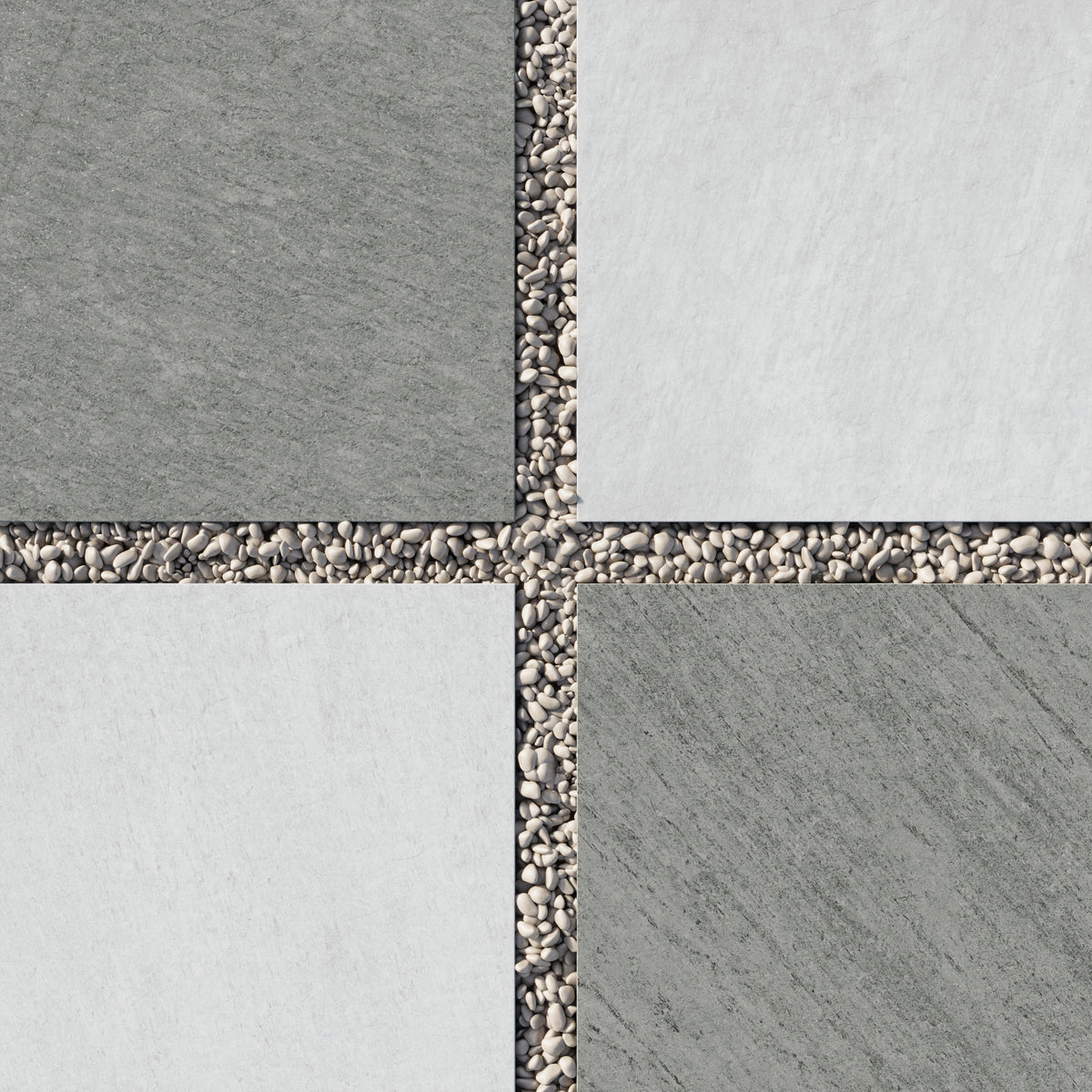 Carter 24 x 24 Checkerboard Grip 2cm Porcelain Paver Tile in Fossil & Extra White