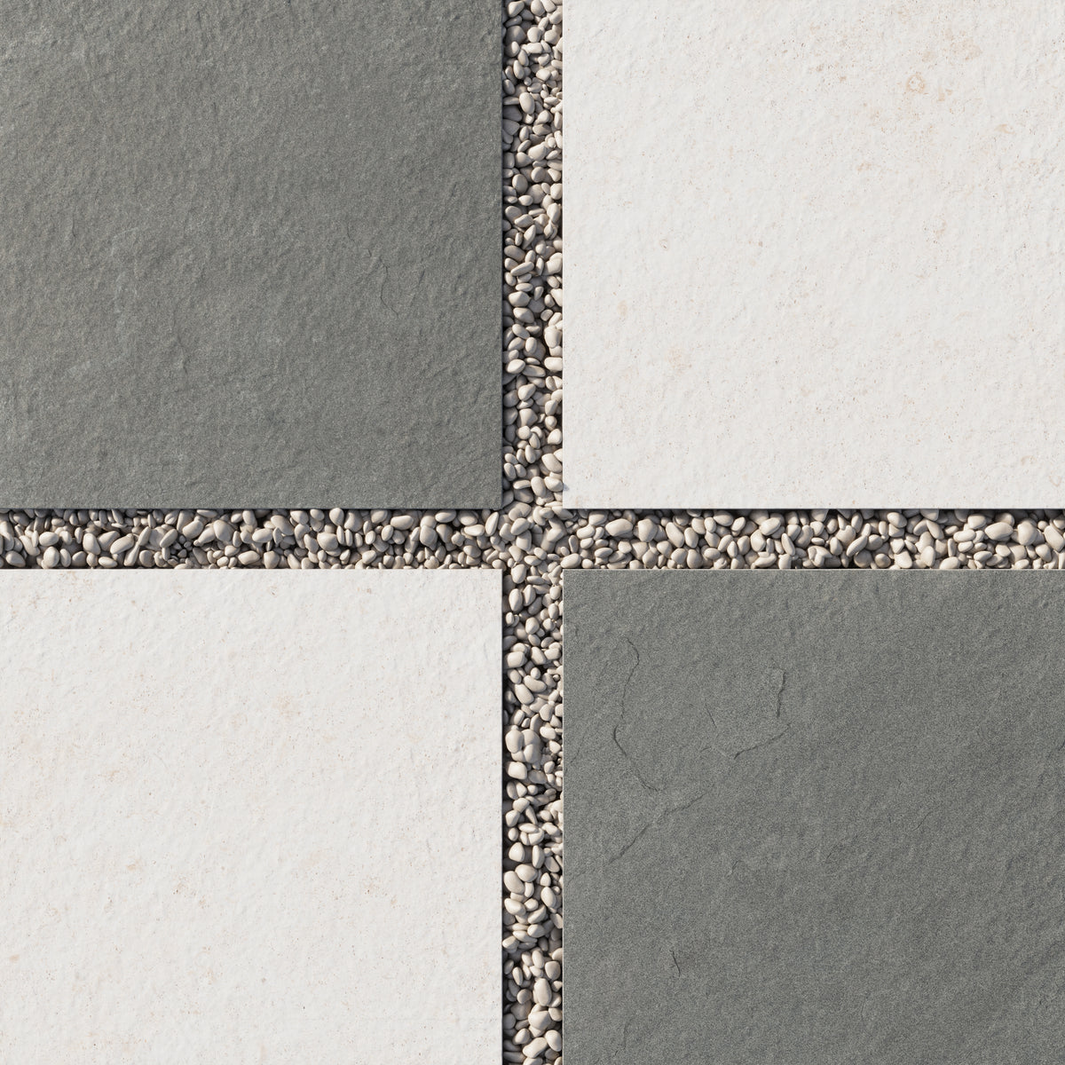 Bowden 24 x 24 Checkerboard Grip 2cm Porcelain Paver Tile in Multicolor & Canvas