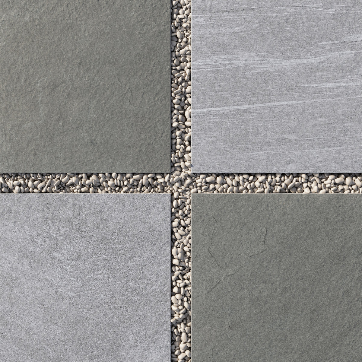 Bowden 24 x 24 Checkerboard Grip 2cm Porcelain Paver Tile in Multicolor & Slate