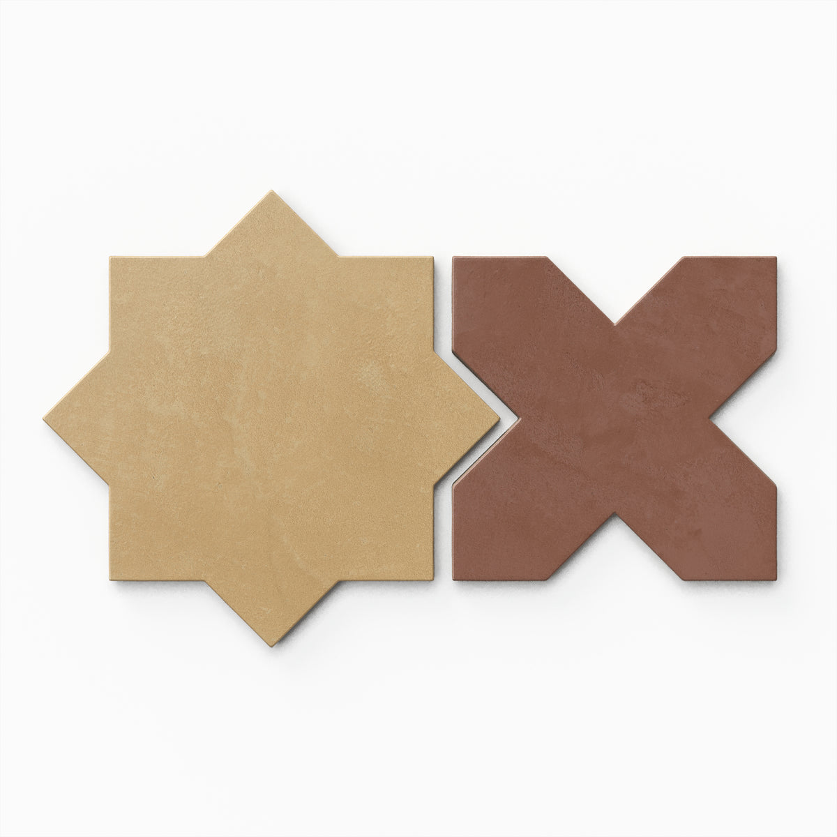 Isabel 11 x 11 Matte Porcelain Tile Star in Golden Sky and Cross in Burnt Umber