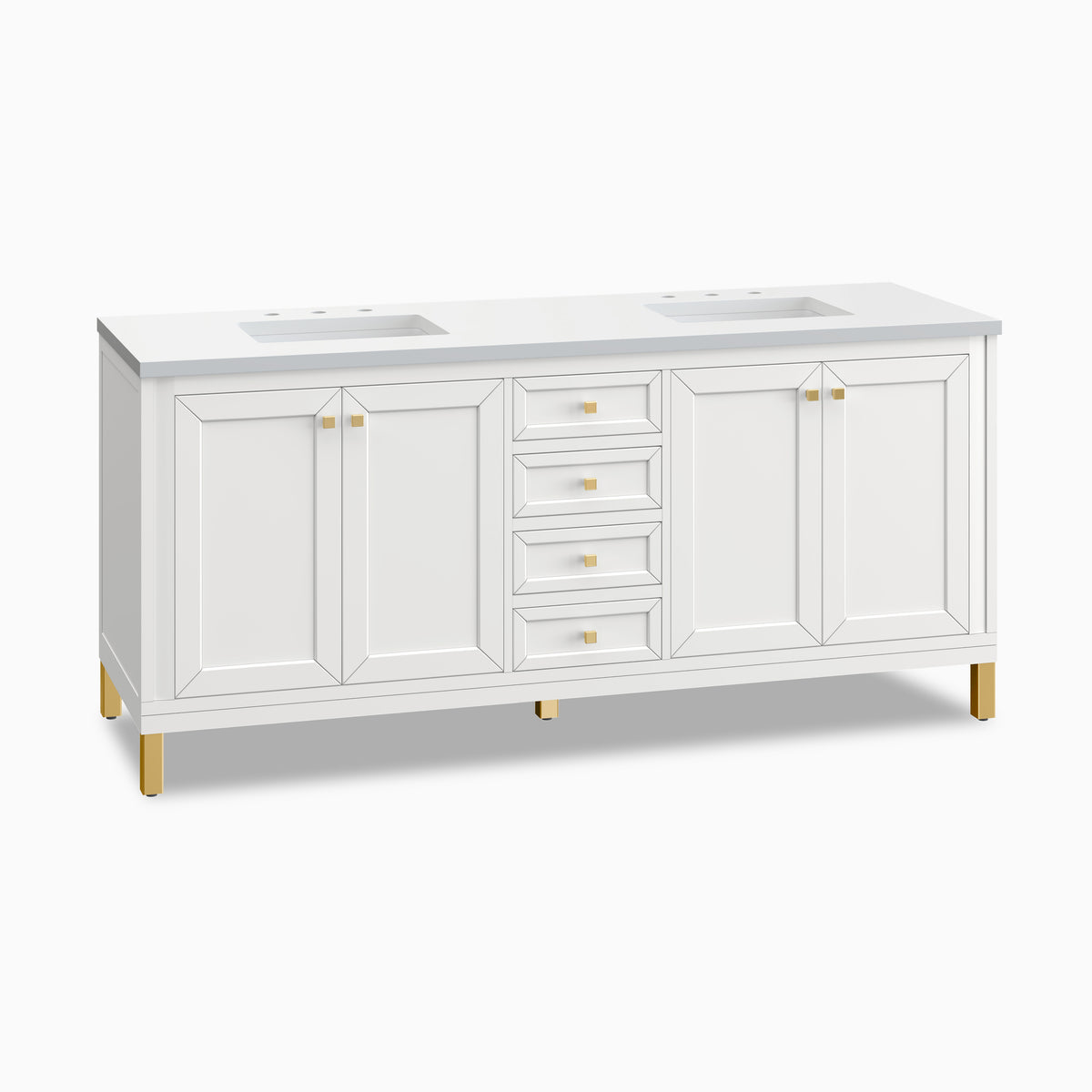 Janelle 72" Double Vanity in Glossy White with 3 cm White Zeus Silestone Top