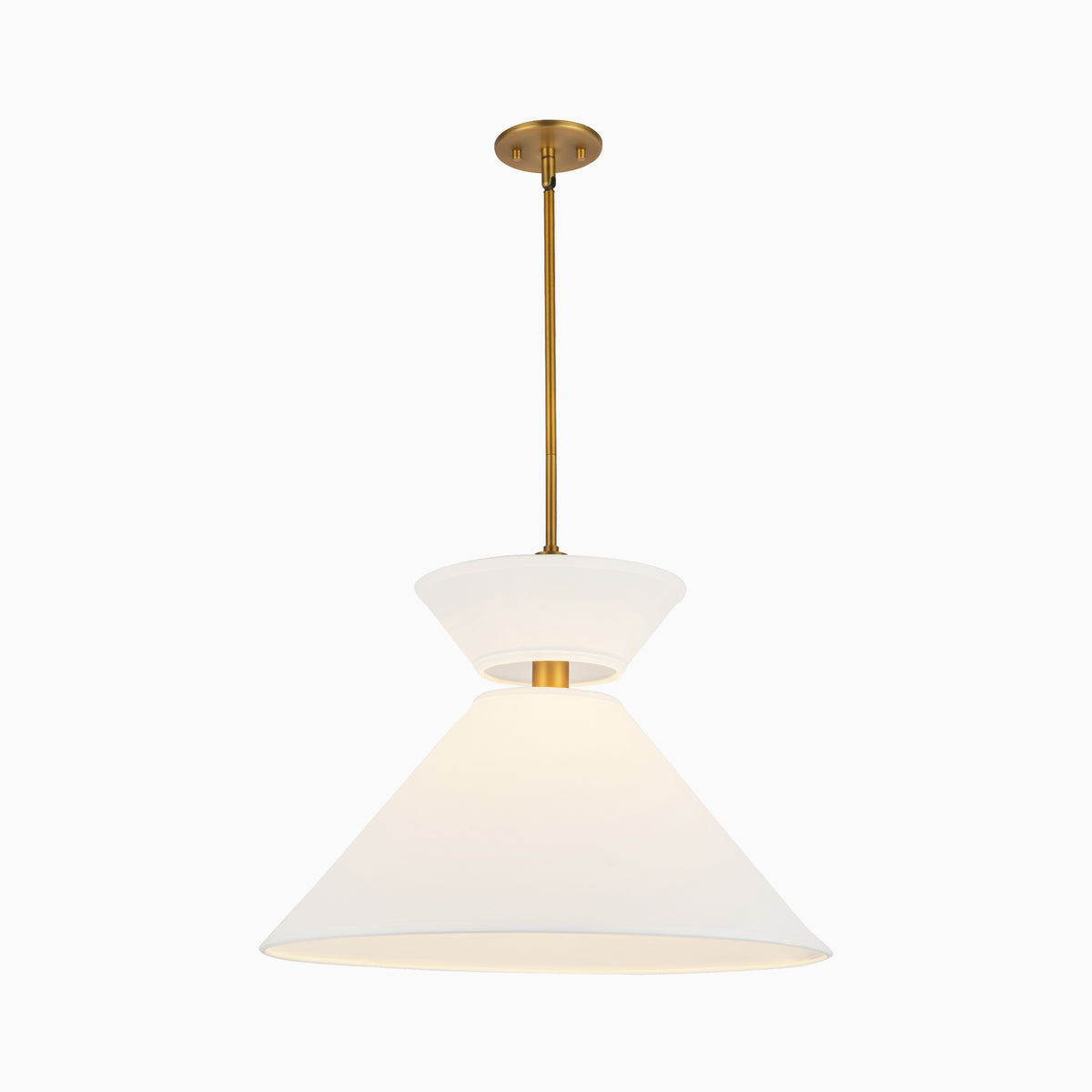 Cassie 22" 1 Light Pendant in Aged Gold/White Linen