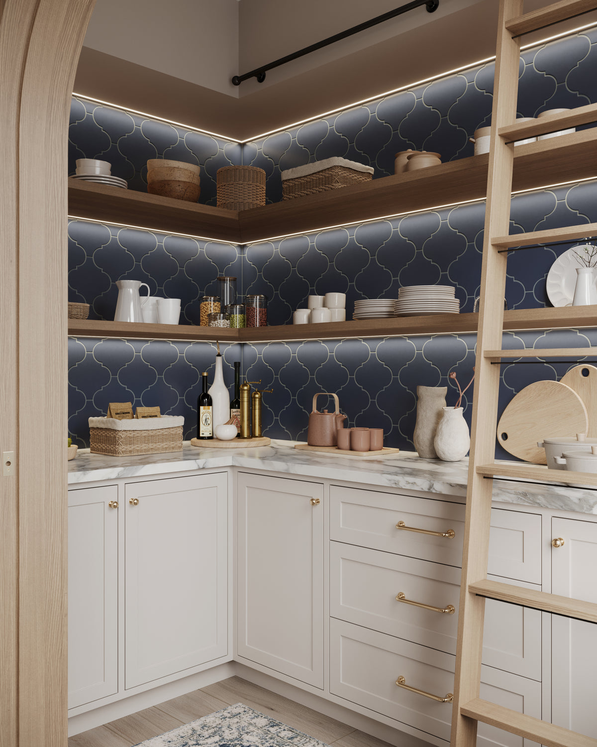 Jasmine 8 x 8 Satin Porcelain Tile in Navy