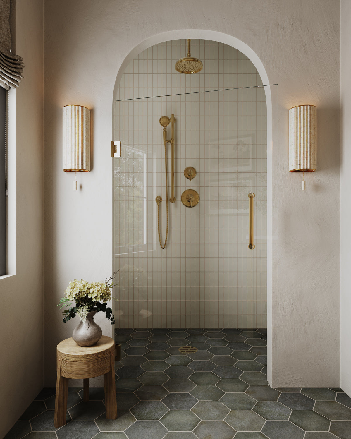 Juliet 7 x 8 Hexagon Matte Porcelain Tile in Olive
