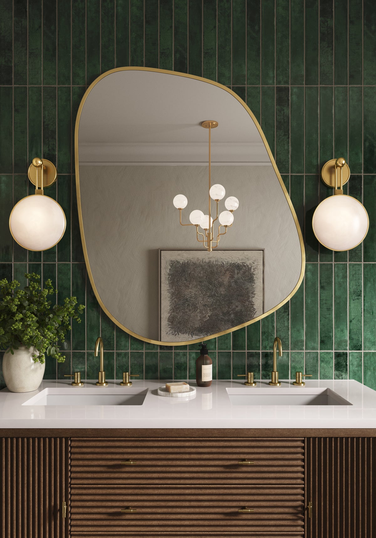 Shirley Large Mirror in Antique Brass Iron