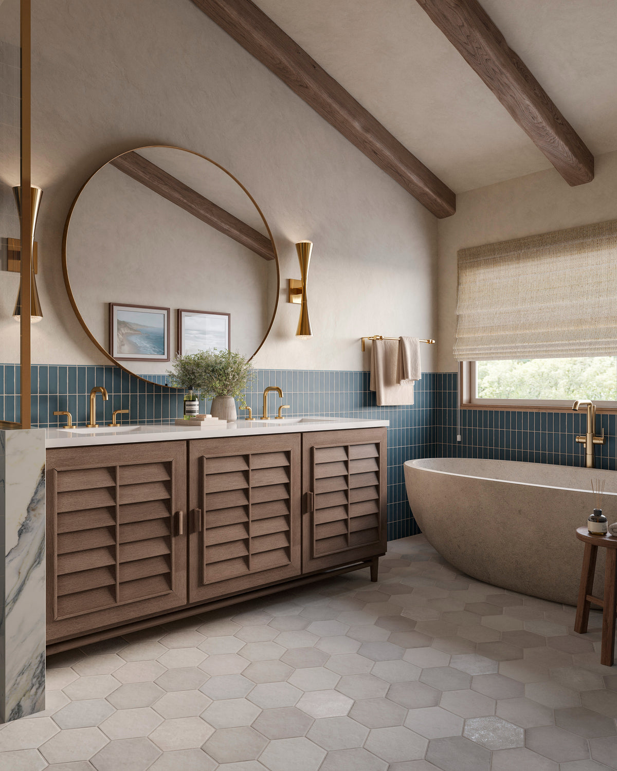 Juliet 7 x 8 Hexagon Matte Porcelain Tile in Pearl