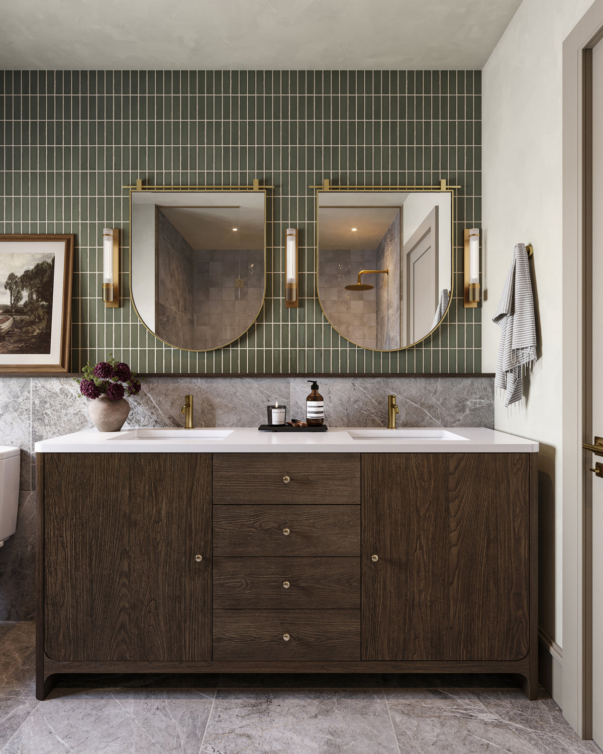 Colton 72" Double Vanity in Sable with 3 cm White Zeus Quartz Top