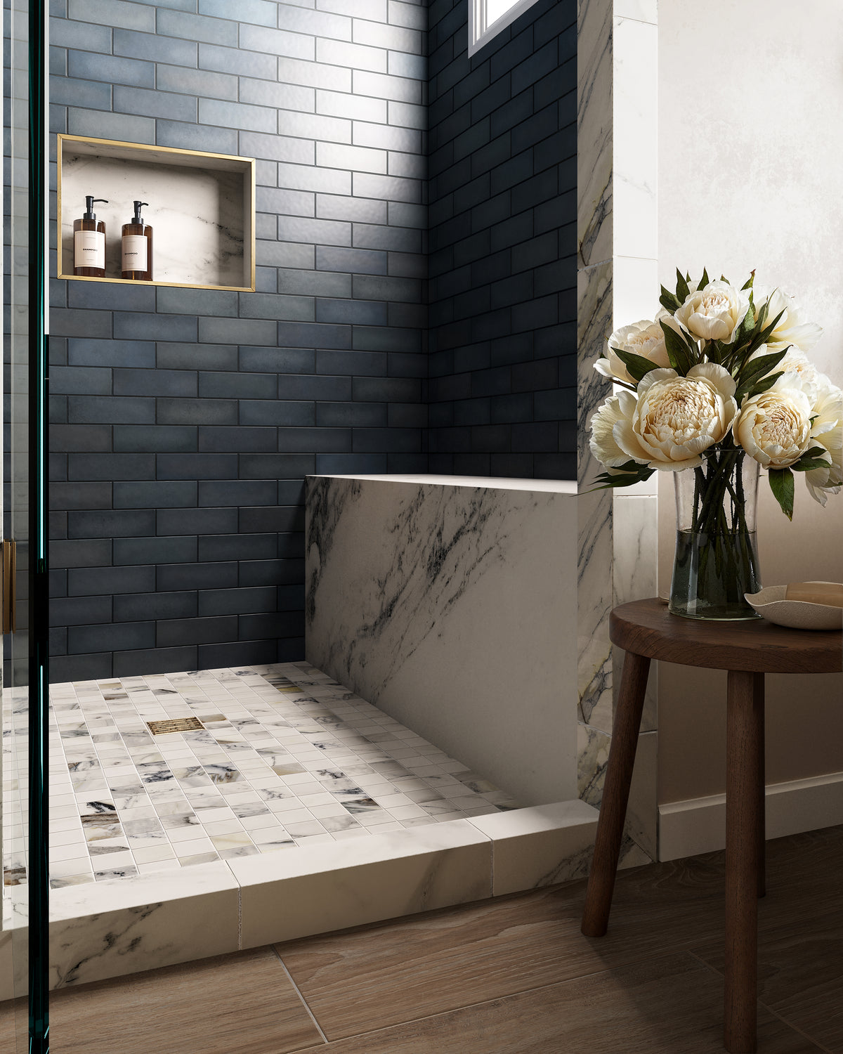 Aniston 2 x 2 Matte Porcelain Mosaic Tile in Calacatta Antico