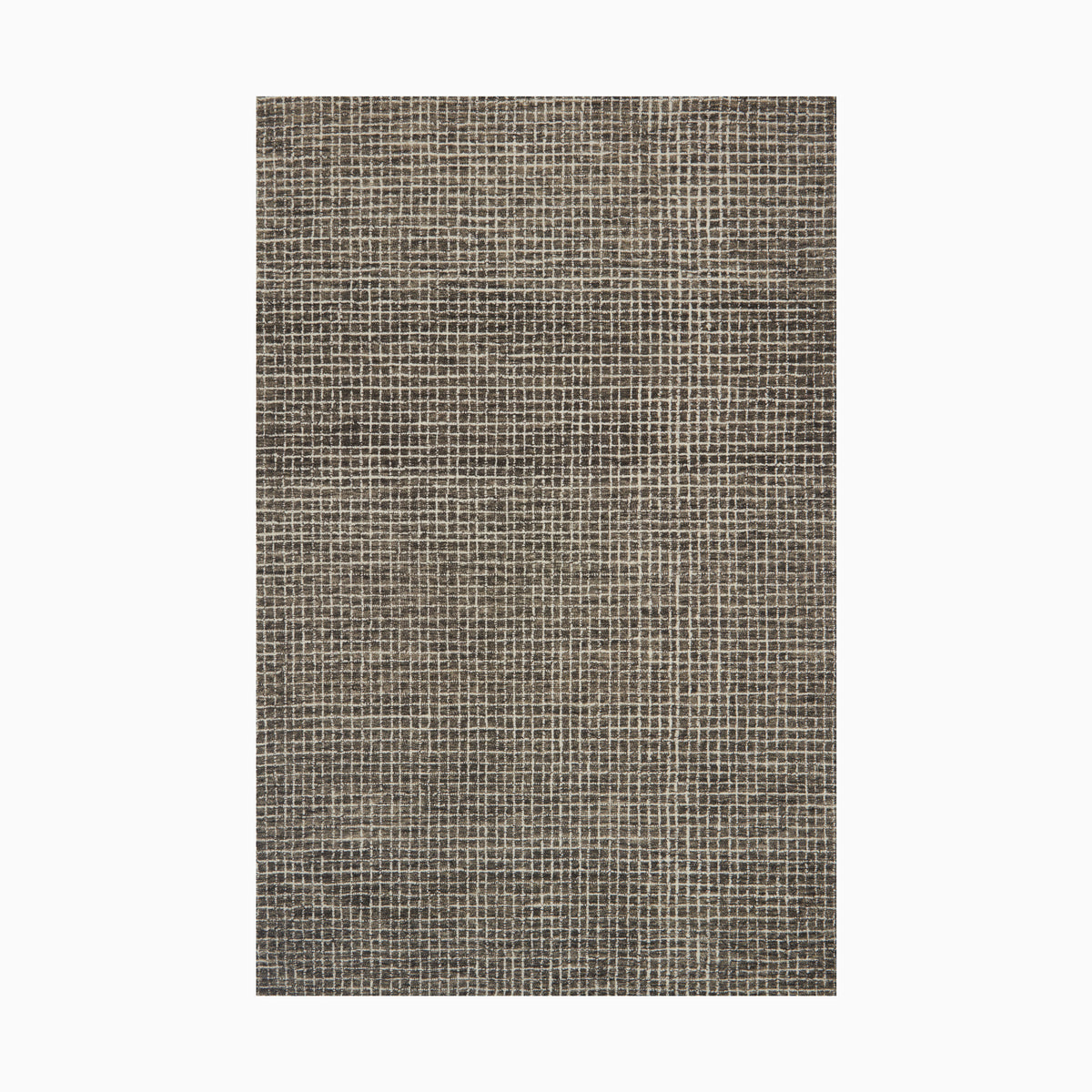 Transitional hooked wool rug in graphite and slate, offering a timeless woven finish with natural depth, perfect for urban and classic interiors.