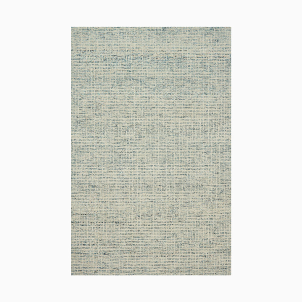 Transitional wool hooked rug in opal blue, crafted for durability with a finely textured surface and a soft, natural feel.