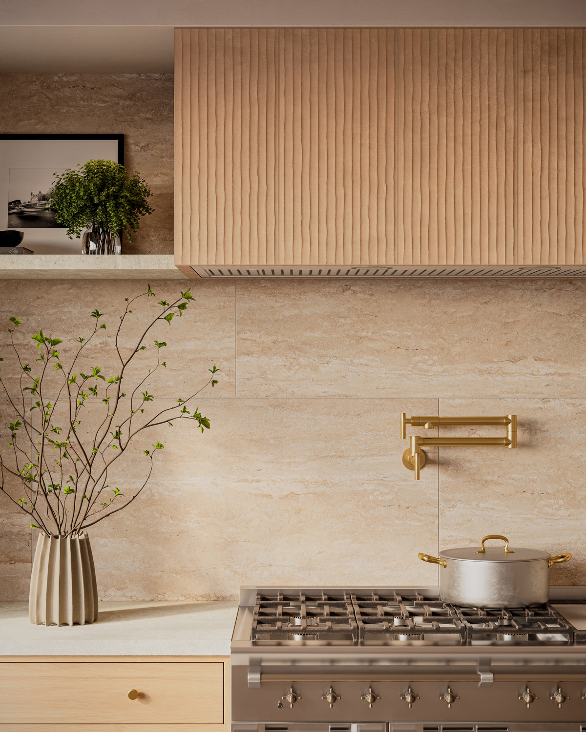 Kai 12 x 24 Fluted Matte Porcelain Tile in Almond