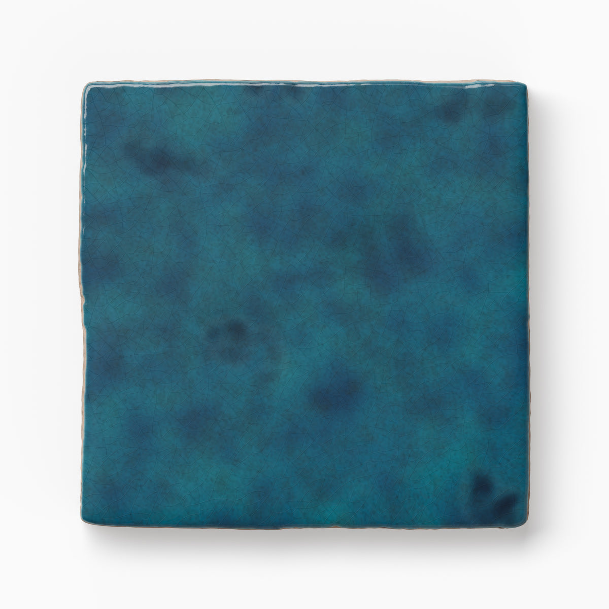 Amelia 4 x 4 Glossy Crackled Ceramic Tile in Denim