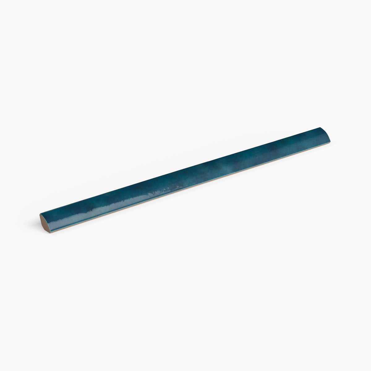 Amelia 0.5 x 8 Glossy Crackled Ceramic Rounded Edge Trim in Denim