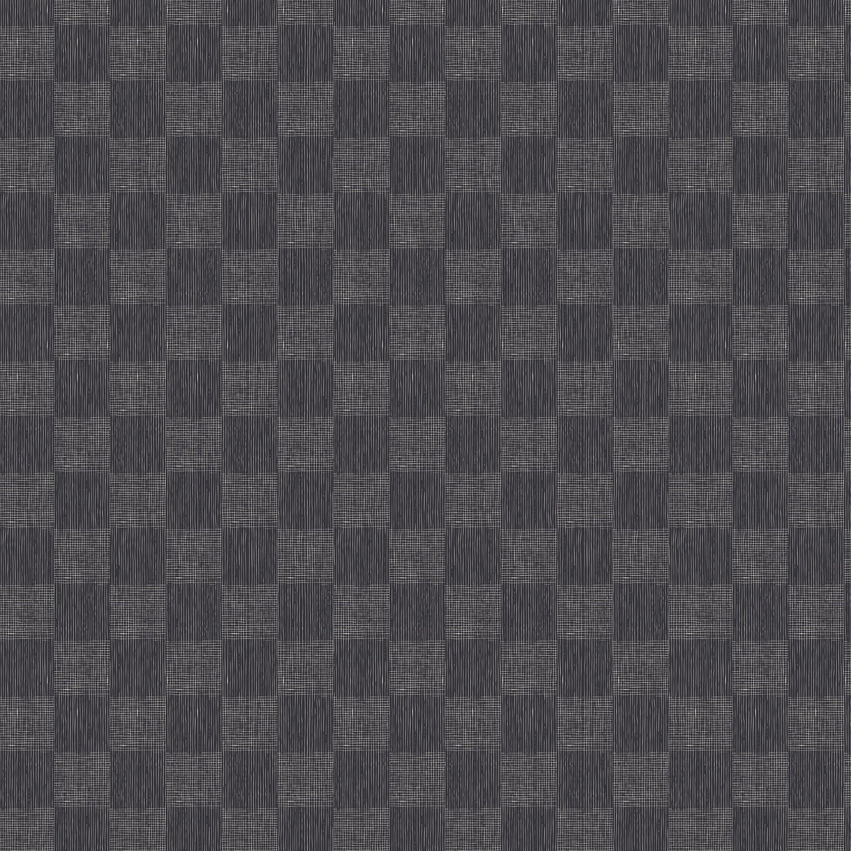 Dark gray base and fine white woven geometric wallpaper with alternating vertical stripe and fine grid rectangles arranged in a subtle checkerboard pattern.