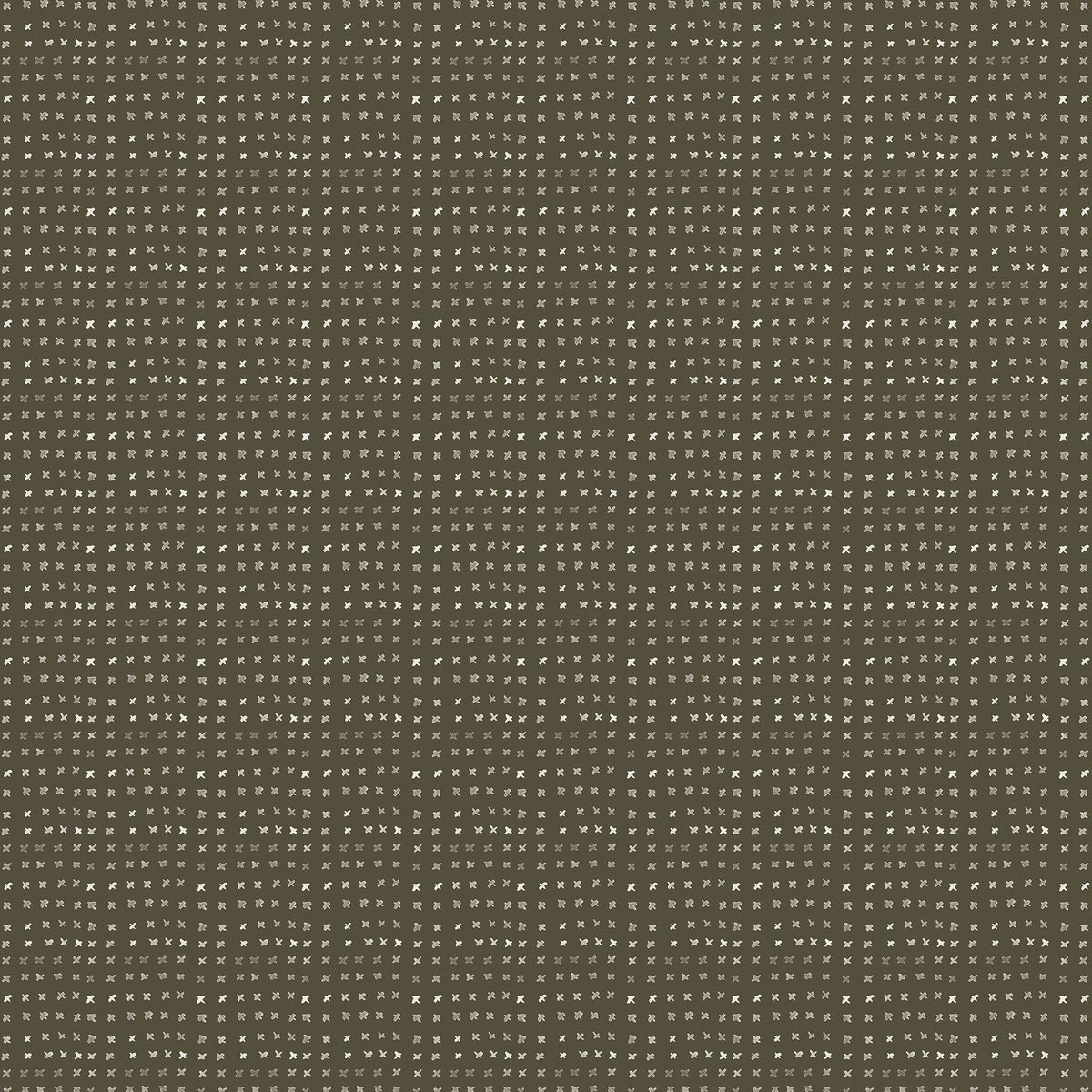A dark green base sets the tone for Somerset Wallpaper in Olive II, 52" x 132", where soft off-white watercolor-style markings create small abstract motifs.