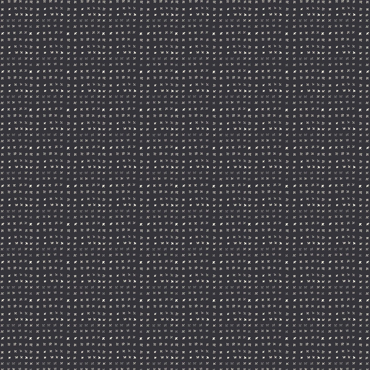 Small abstract motifs appear across Somerset Wallpaper in Black II, 52" x 132", where off-white watercolor-style markings stand out on a black base.