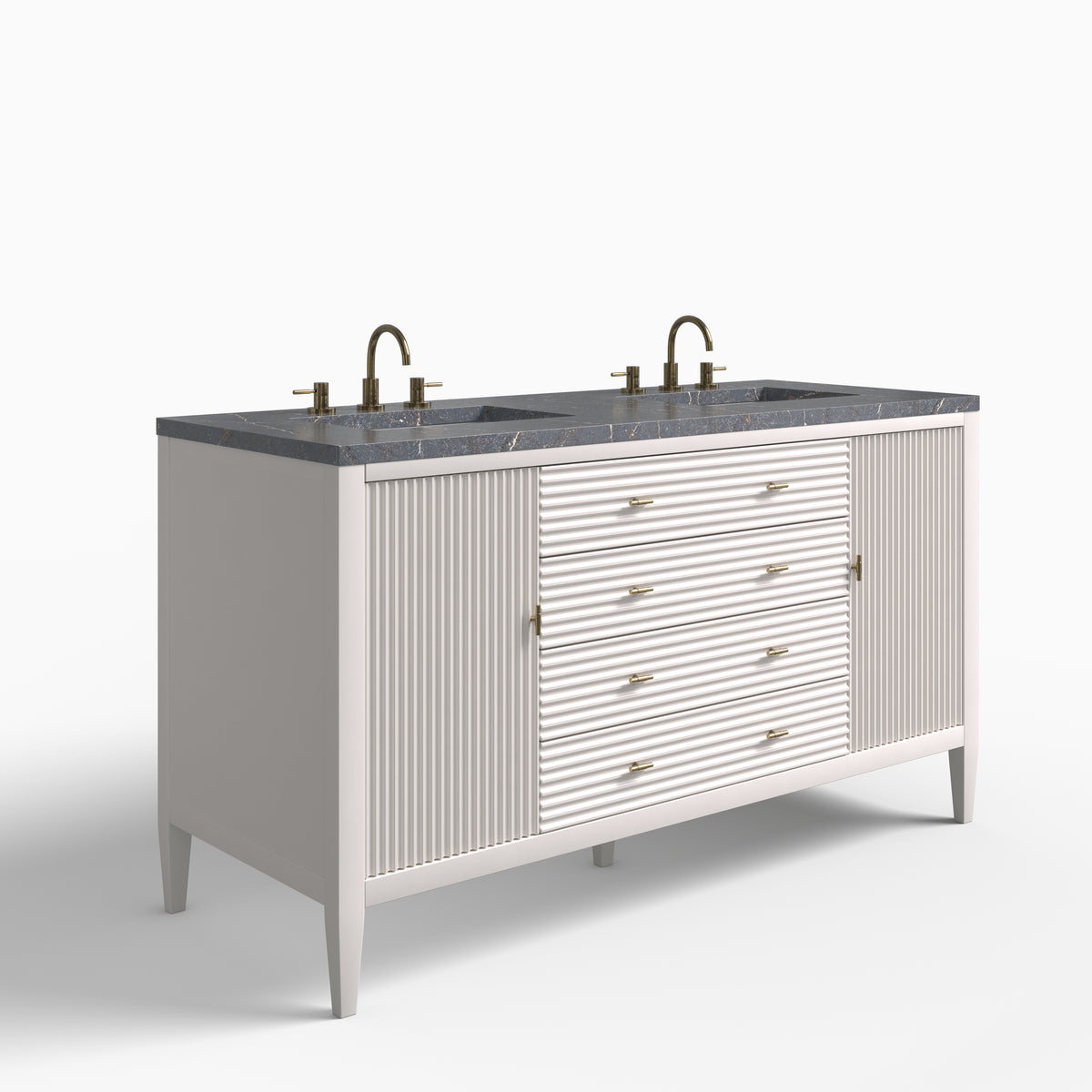 Sasha 60" Double Vanity in Bright White with 3 cm Parisien Bleu Quartz Top