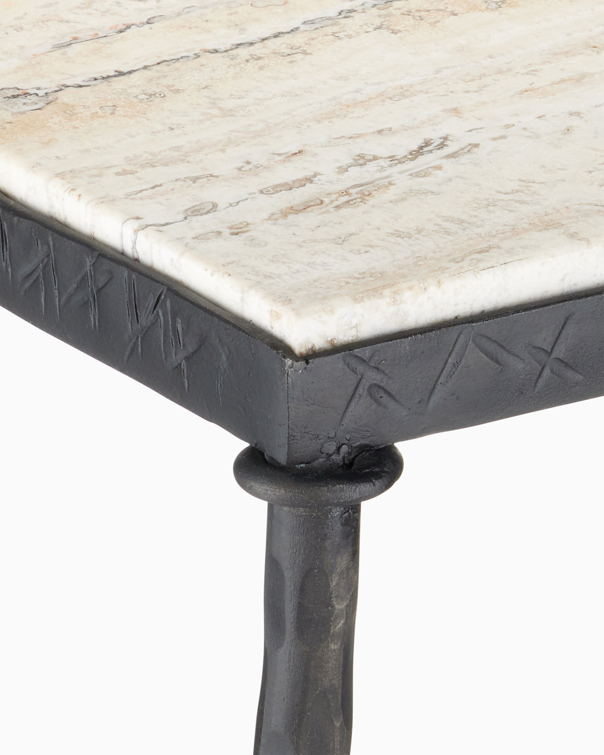 Radcliffe White Travertine Side Table