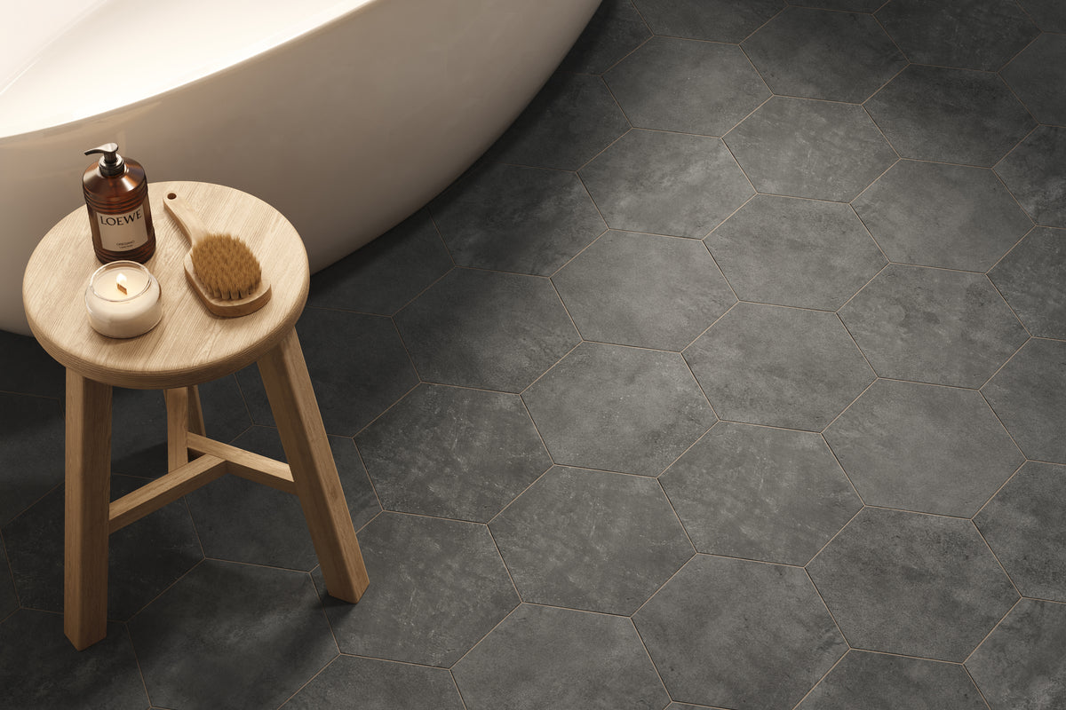Kai 10 x 10 Matte Porcelain Hexagon Tile in Moka