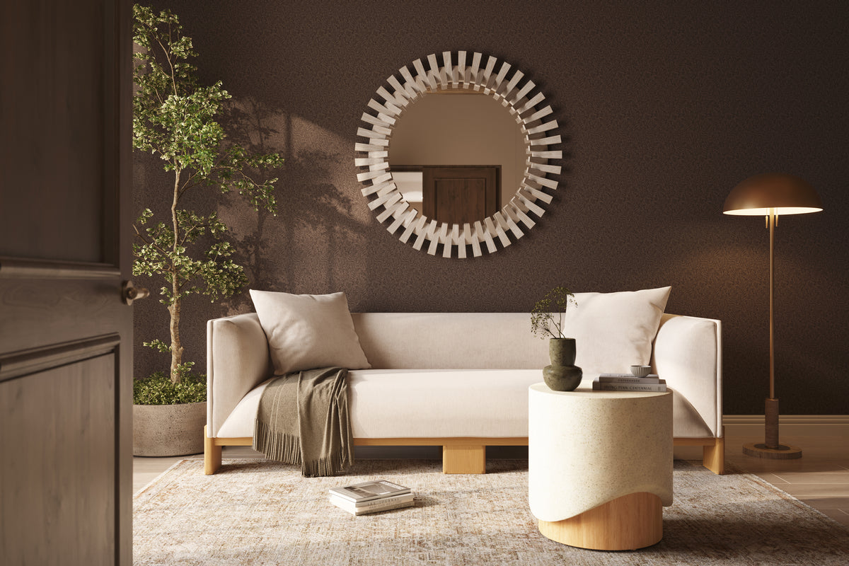 Bellmere Round Mirror in Whitewash