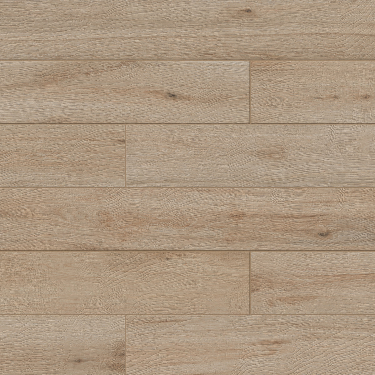 Detailed perspective of Preston's wood-inspired porcelain plank in the light Birch tone, showcasing its natural elegance.