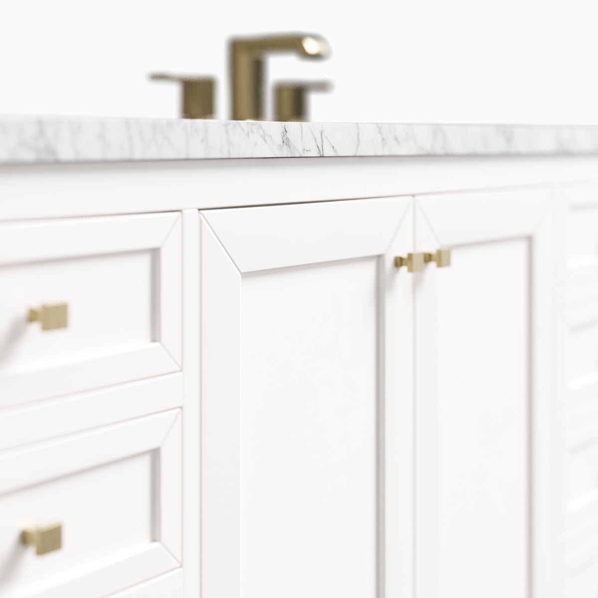 Janelle 60" Double Vanity in Glossy White with 3 cm Carrara Marble Top