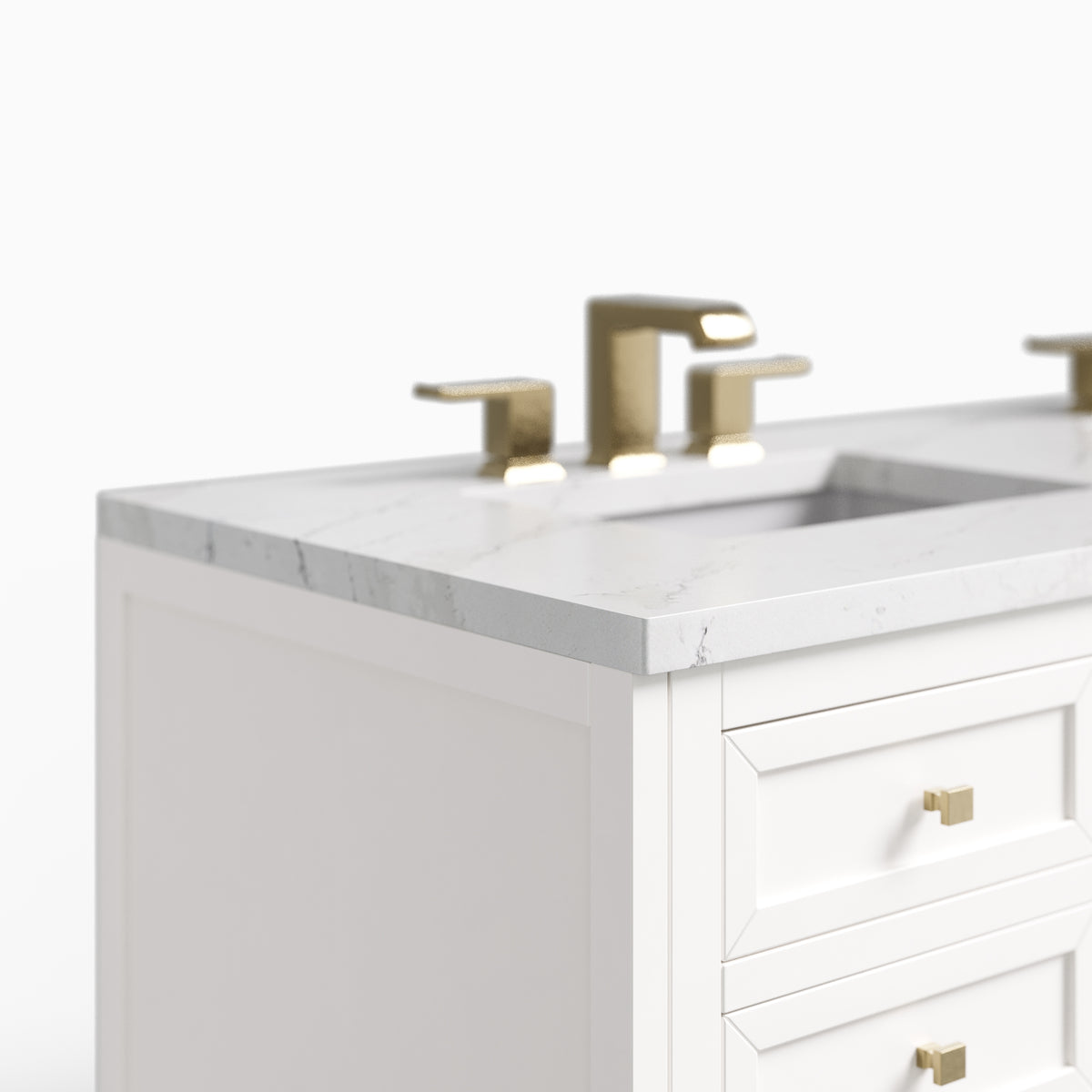 Janelle 60" Double Vanity in Glossy White with 3 cm Ethereal Noctis Silestone Top