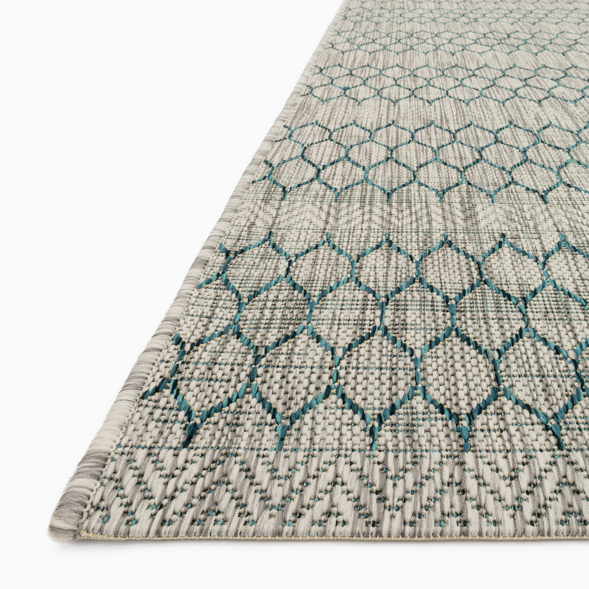 Marroway Indoor/Outdoor Rug in Grey / Teal, 2'2" x 3'9"