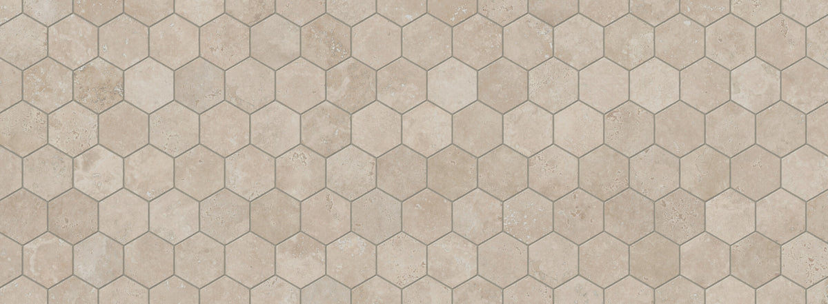 Refined brown hexagonal mosaic tiles create a cohesive surface with subtle tonal variations, ideal for elegant, contemporary flooring