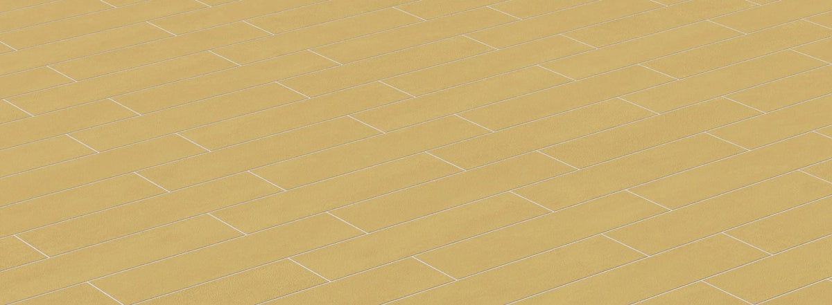 Vibrant yellow tile in a diagonal layout, infusing a sunny and modern aesthetic into any space