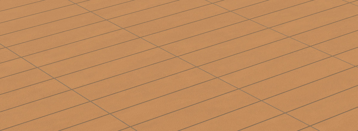 Matte orange tiles with a clean, minimalist design, perfect for adding a warm and modern touch to kitchen floors