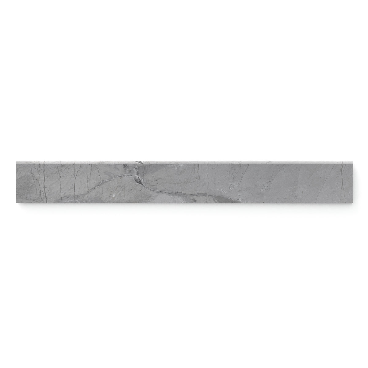 Iron grey matte bullnose tile, with delicate veining, offering a refined and seamless edge finish.