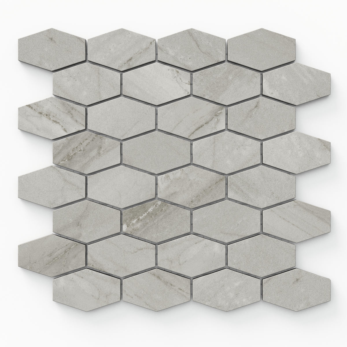Chantel 12 x 11 Matte Porcelain Hexagon Mosaic Tile in Alaska Grey